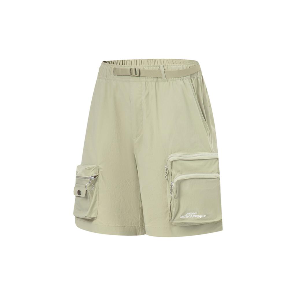 Li Ning Golden Era Solid Color Loose Casual Cargo Shorts Men Shorts Yew-Green AKST065-3