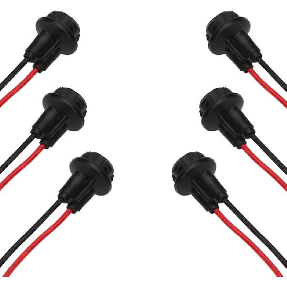 Senzeal T10 W5W 194 LED Bulbs 921 Sockets Adapter Rubber + Copper Wire 6pcs
