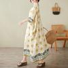 Plus Size Summer Dress for Women Loose Vintage Short Sleeve O Neck Casual Oversized Flower Print Holiday Beach Dresses