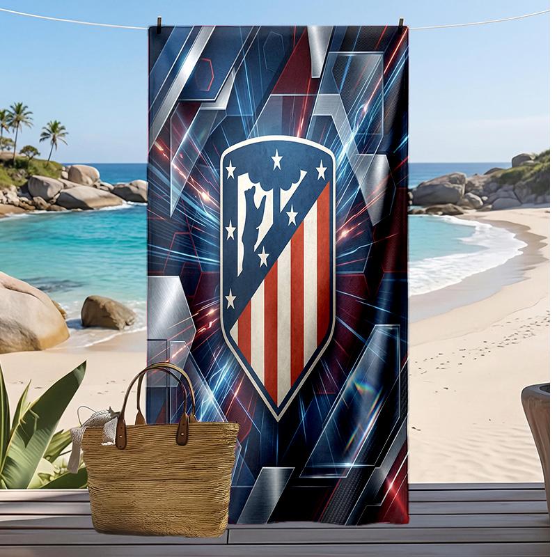 Toalla de Playa Estampada del Atlético de Madrid Secado Rápido Suave Portátil Grande Rectangular Manta de Playa para Viajes Piscina