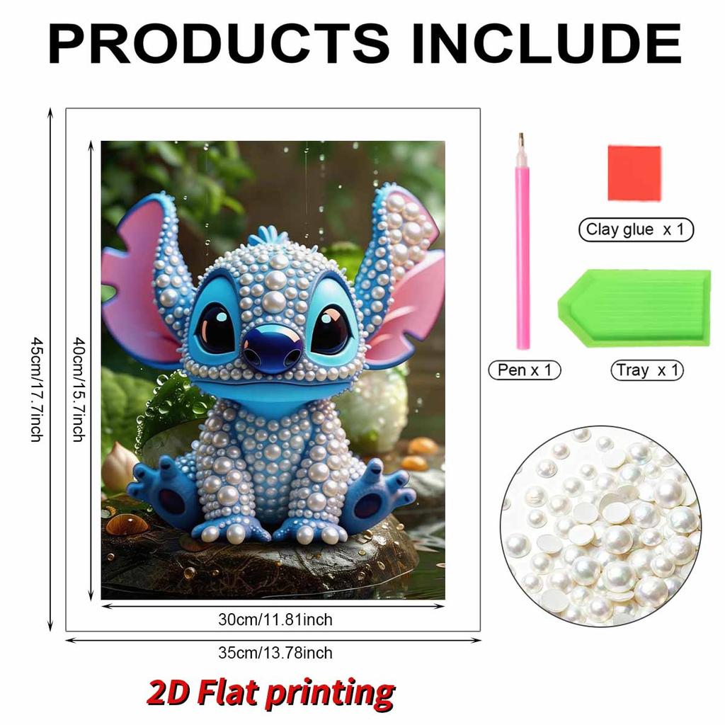 Disney Stitch 5D Custom Set Pearl Jigsaw Puzzle Cartoon Pearl Embroidered Animal Home Decor Handmade Gift