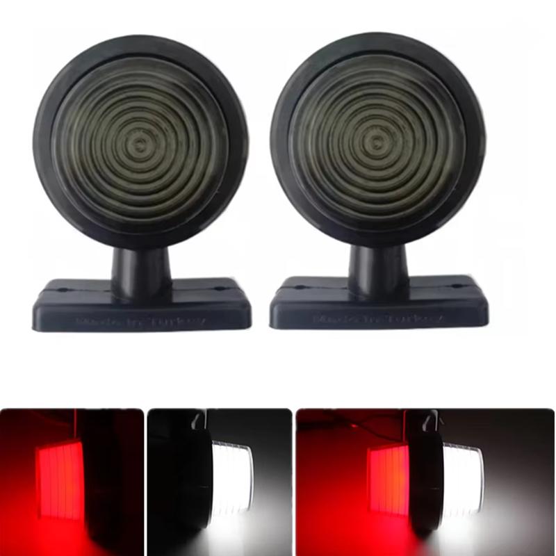 New 2PCS Double Red Amber LED Side Lights Truck Outline Lamp Trailer Side Marker Light Car Caravan Accessories LED Lamp Lighting