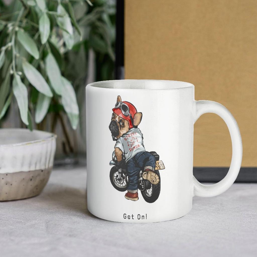 1Pack 11oz White Ceramic Mug Double-Sided Printed Illustration Durable Coffee Cup Great For Home Office Gift Use