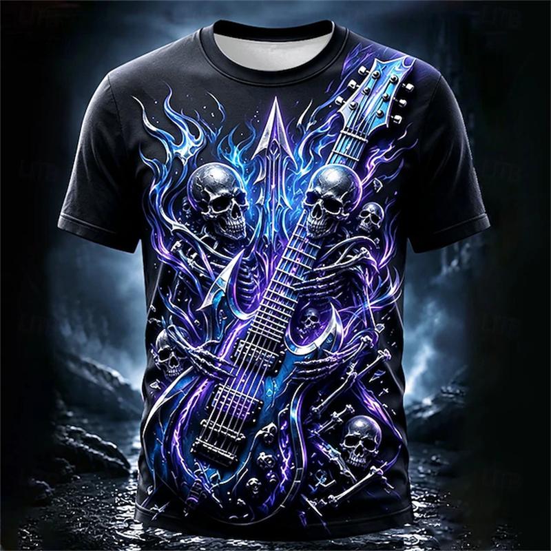 Men's 3D Zombie Horror Print T-Shirt, Casual Round-Neck Short-Sleeve Top Summer Loose-Fit T-Shirt Halloween-Themed Men's Top