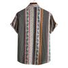 Men Ethnic Geometric Elephant Print Turn Down Collar Short Sleeve Casual Button Up Shirt