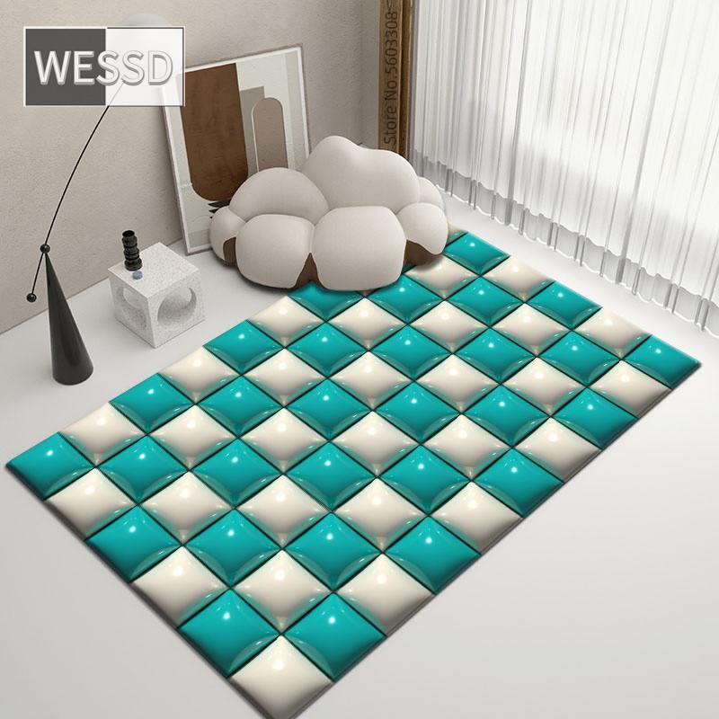3D Carpet Geometric Plaid Large Size Room Rugs Gaming Room Mat Decoration Bedroom Checkerboard Carpet For Bathroom Mat