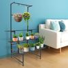 3 Tier Tall Plant Stand with Hanging Rods, 100cm Multi-Level Flower Shelf, Sturdy Metal Plant Holder for Indoor Outdoor Garden