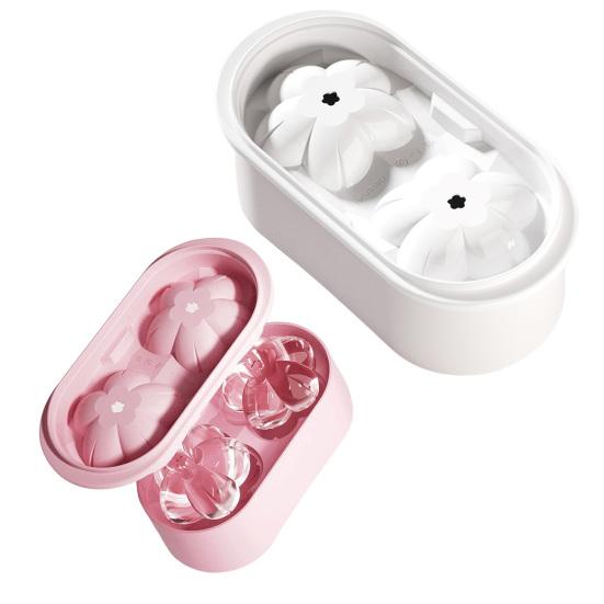 Stampo per Cubetti di Ghiaccio in Silicone a Forma di Fiore di Ciliegio con Coperchio Rilascio Facile Impilabile Salvaspazio per Congelatore Fai-da-Te per Whiskey Cocktail