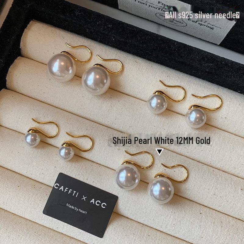 S925 Sterling Silver White Pearl High-Heel Earrings for Women – Luxury Niche Design