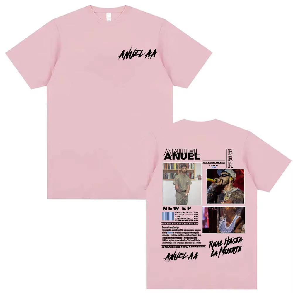 Rapper Anuel AA Real Hasta La Muerte Album Graphic 100cotton Tshirt Unisex Oversized Fashion Hip Hop Oneck Casual Retro shirts
