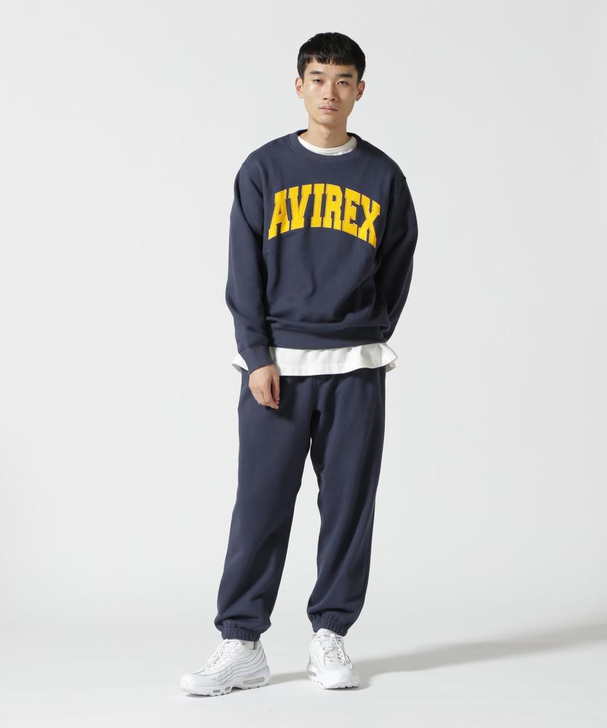 Avirex DAILY Crew Neck Long Sleeve Sweatshirt with Logo, Men's Size L (120), Navy (Product Code: 783-3932003)