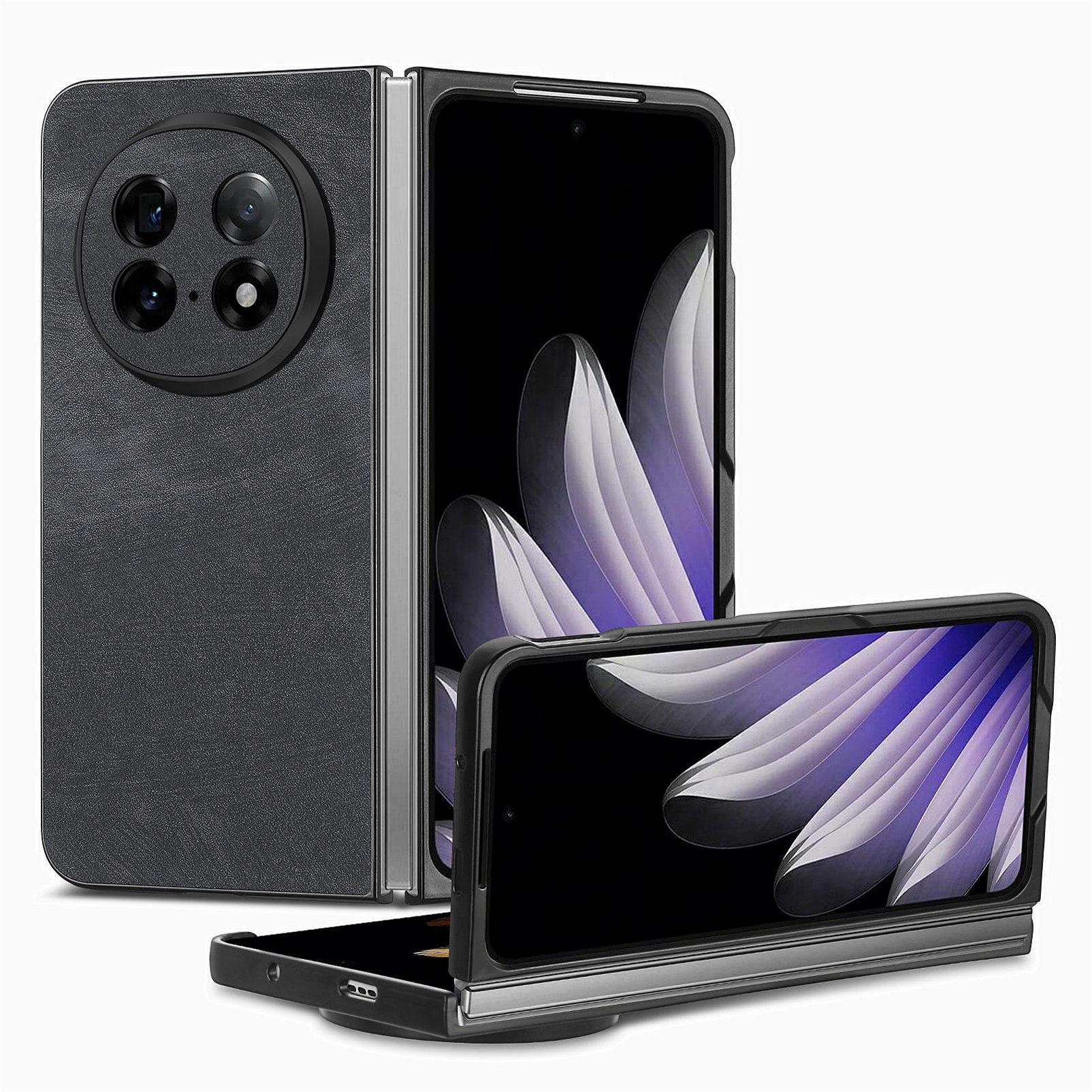 

Для Oppo Find N5 5G Чохол Протиударний Тонкий Ретро Шкіряний Чохол на Задню Панель Телефону Black