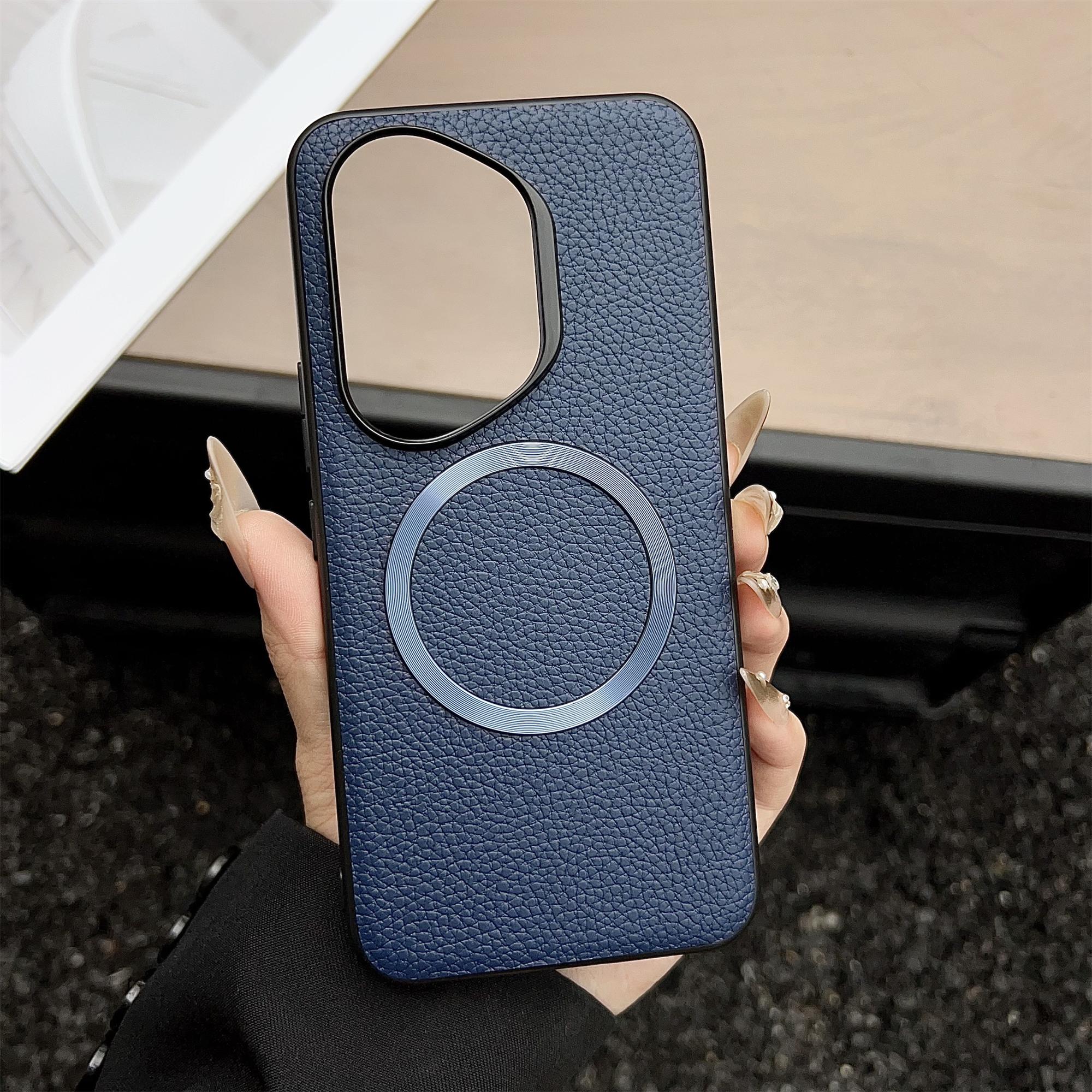 

For Honor 400 Pro 5G (Global) Case Compatible with MagSafe PU Leather+TPU Phone Back Cover Blue