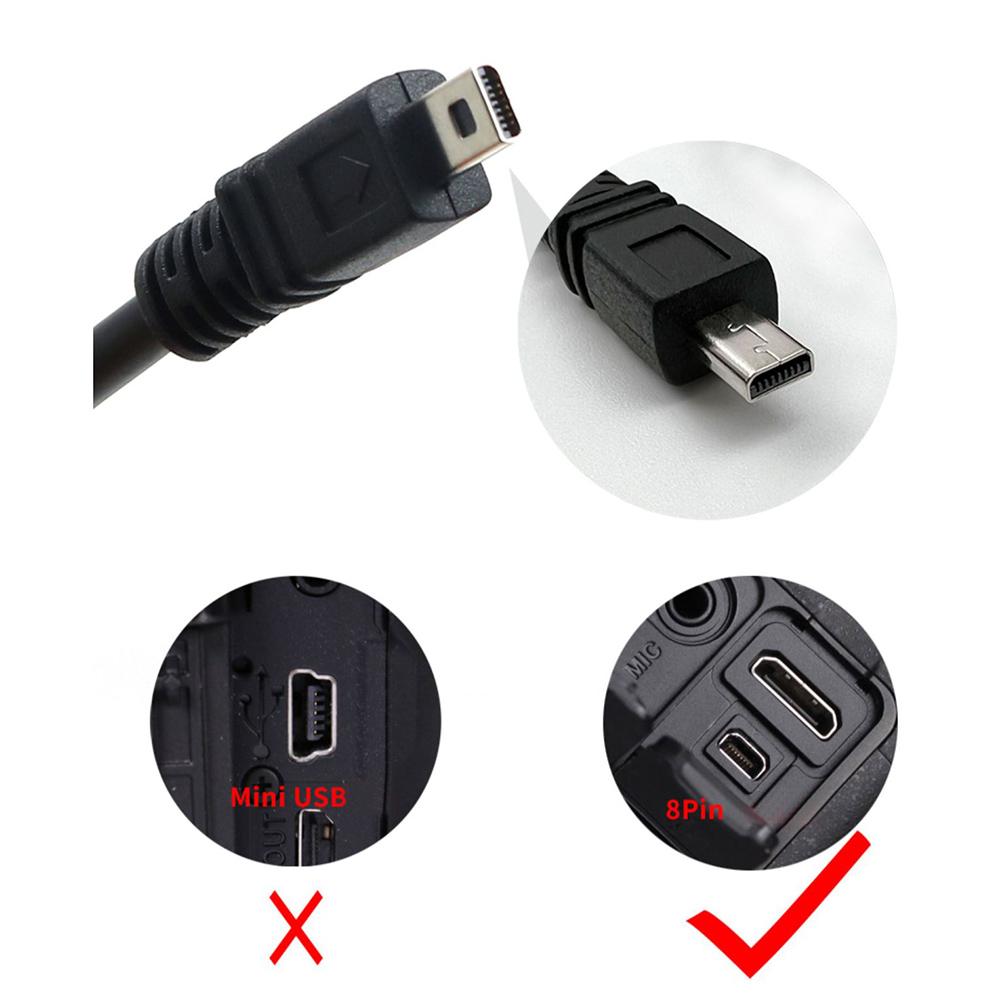 USB To Mini 8P Data Cable for Digital Camera Phone 5 Core Wire for Nikon Olympus Sony Casio Sanyo Fuji Panasonic Data Cord
