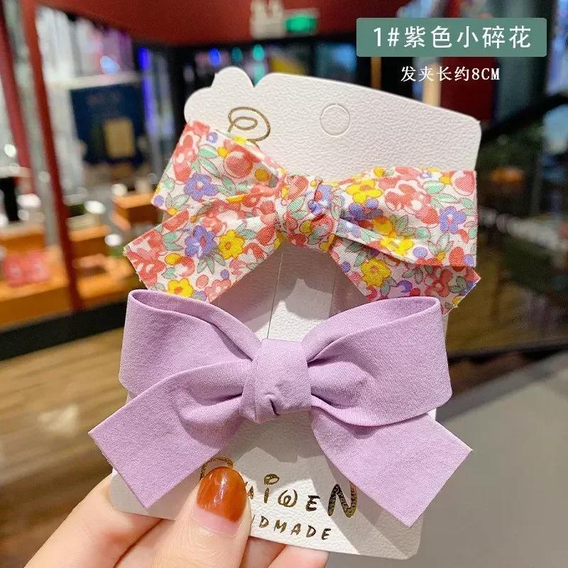Korean Version of Simple and Fresh Floral Bow Hair Clip for Cute Girls Paired with Princess and Baby Side Clip Accessories