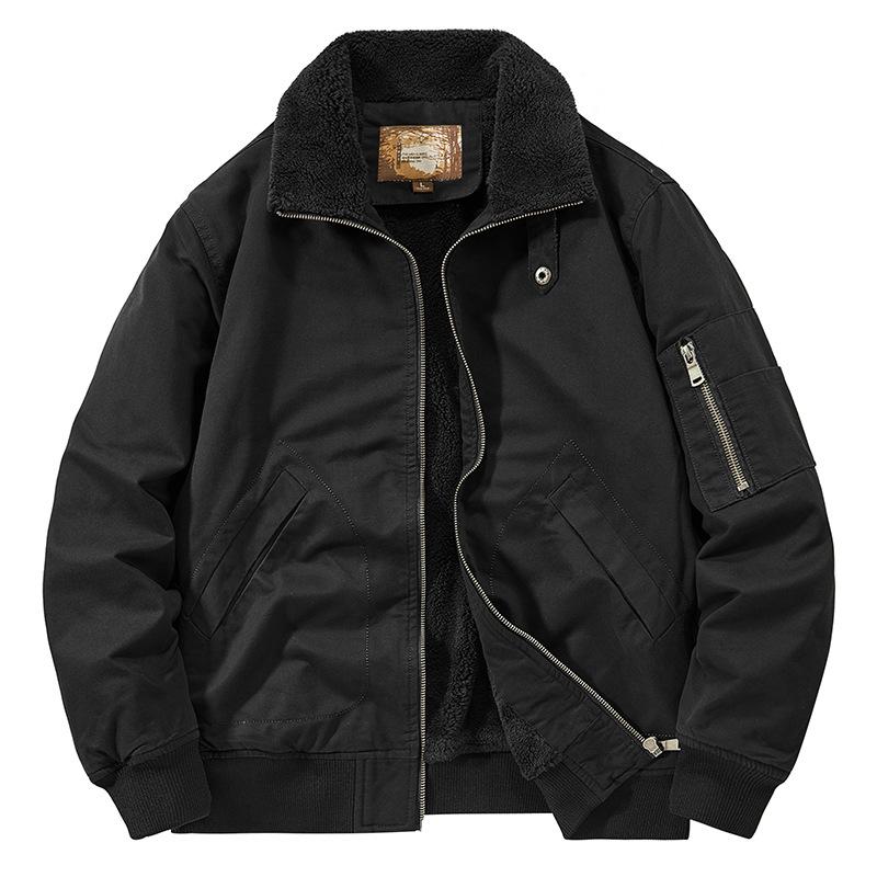 New Jacket Winter Men's Pure Cotton Velvet Thickened Washed Tooling Jacket Outdoor Casual Stand-up Collar Men