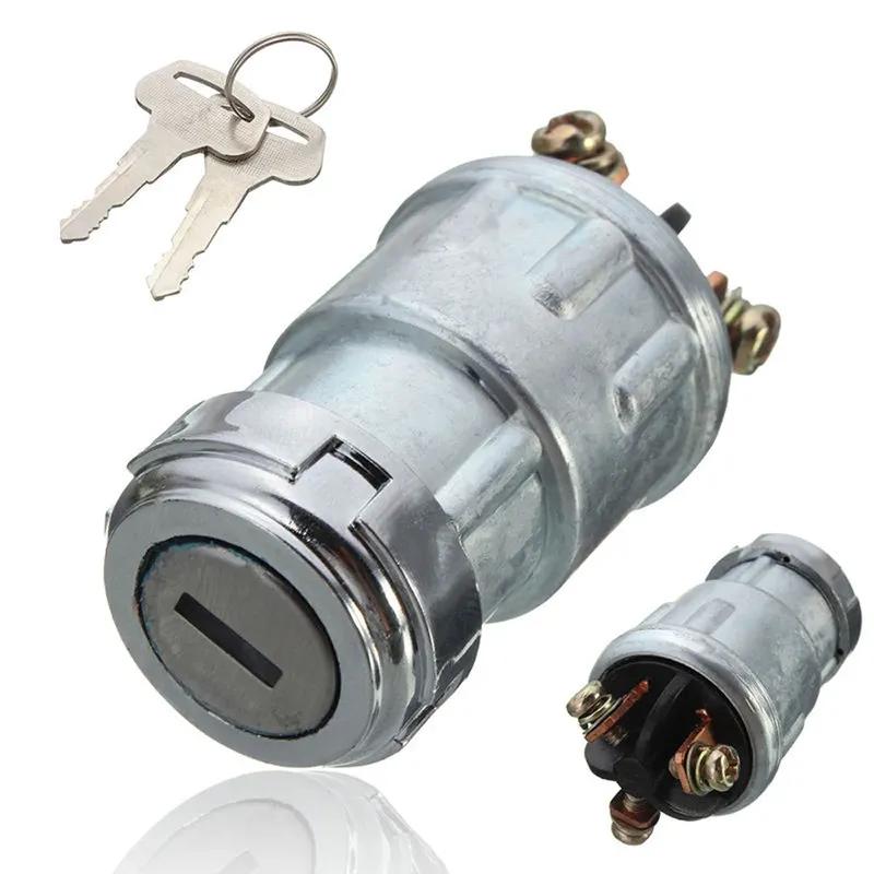 Universal Car Ignition Switch Lock Cylinder 3 Position ON OFF Start with 2 Keys for Tractor Truck Car Switch Replacement Part