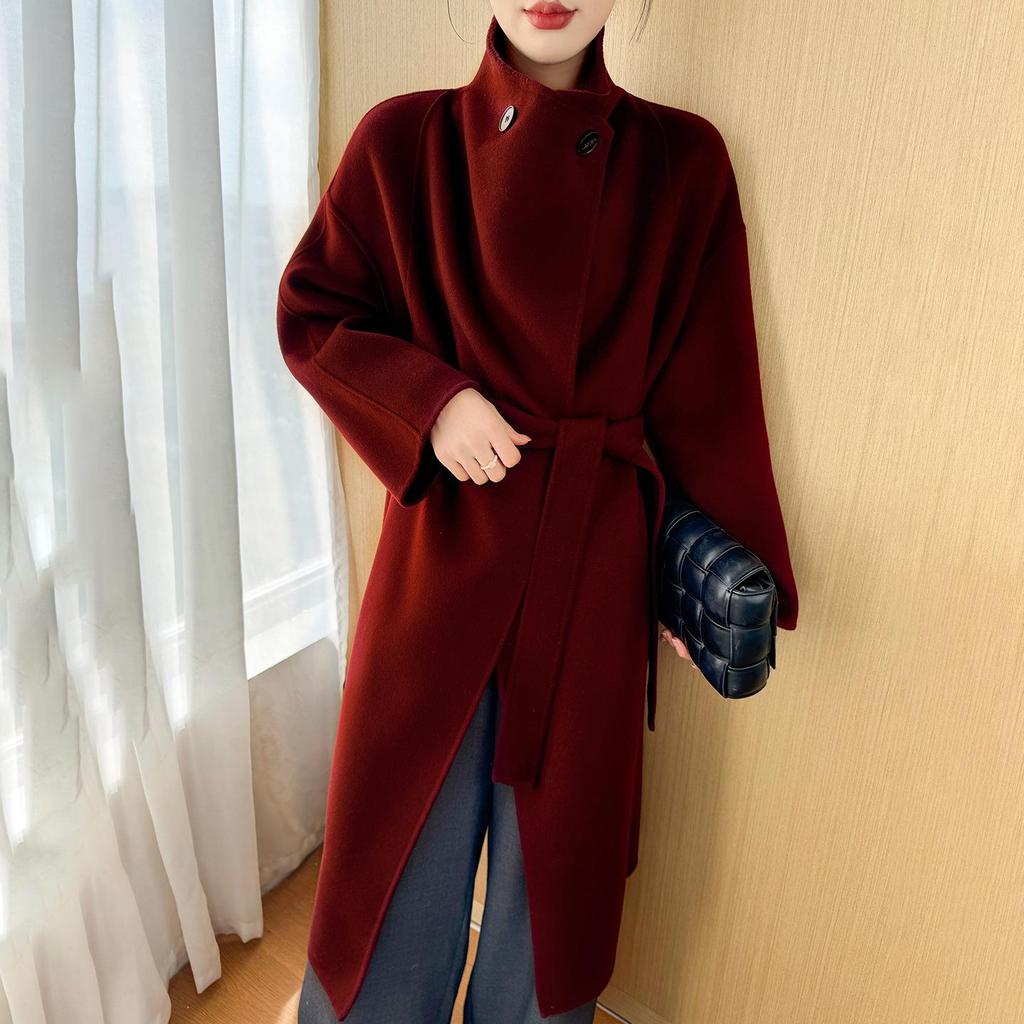 Damen Midilanger 2025 Kaschmirwolle Tweedmantel - Doppelseitig, Überknie, High-End Mode für Herbst/Winter