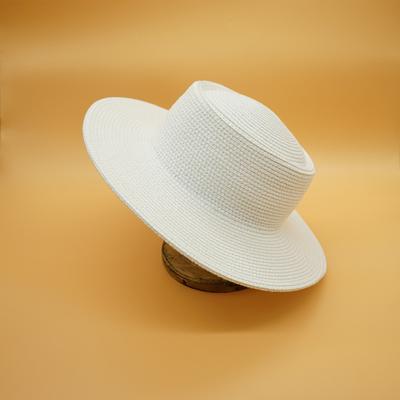 White Black French Retro Panama Versatile Light Board Flat Top Top Top Hat Women'S Summer Sunshade Sunscreen Street Shot Straw Hat