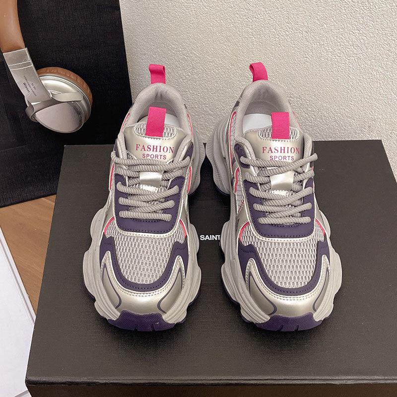 

Dad shoes women s ins tide 2025 spring and autumn new super fire versatile student lightweight thick-soled breathable sneakers 40 фиолетовый