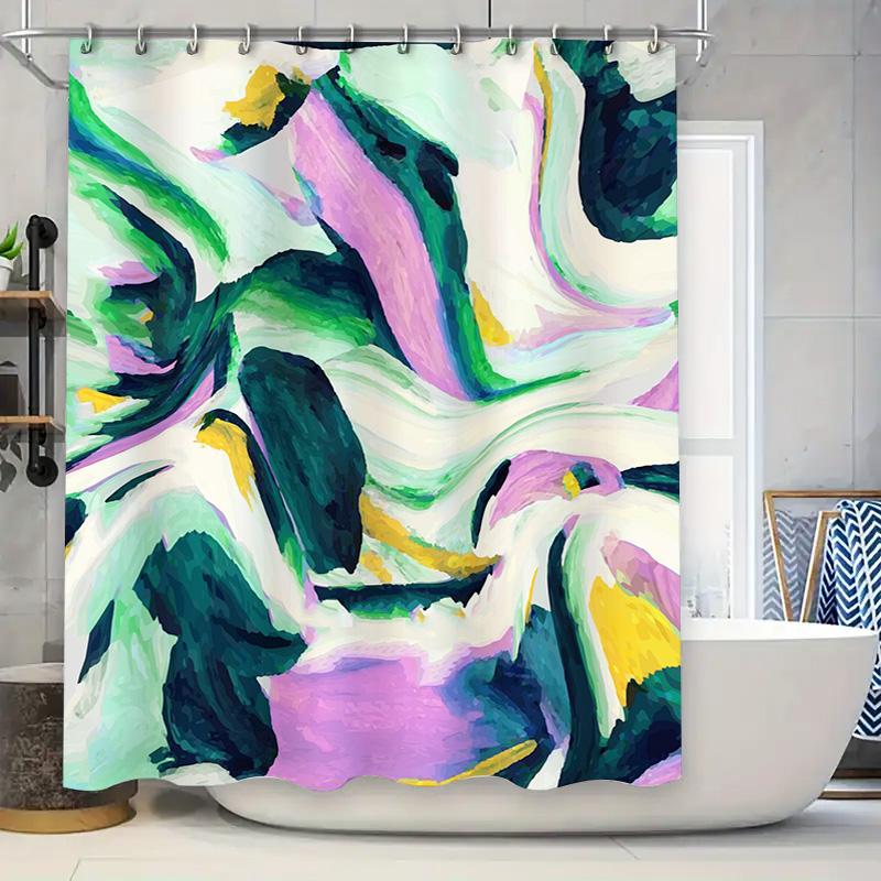 

Abstract Green Leaves Shower Curtain Modern Artistic Bathroom Decor With White Background Size Available For Purchase W60H190(CM)-1 Pcs