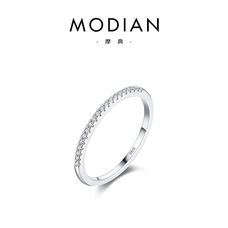 Modian s Simple Diamond Ring Women s Japanese Light Luxury Cold Wind Zircon Ring Fine Ring Jewelry Us number 4 серебряный