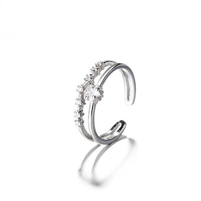 925 Sterling Silver Zircon Star Ring Jewelry For Women Girls Wedding Birthday Gift Trendy Anillos Jz088