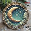 D Flat Pc D Flat Starry Night Moon Themed Wreath Sign (x Inches) Round Aluminum Metal Wall Decor with Celestial