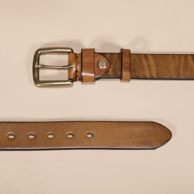 Retro Copper Buckle Handmade First Layer Cowhide Belt Men's Belt Leather Casual Pants Belt
