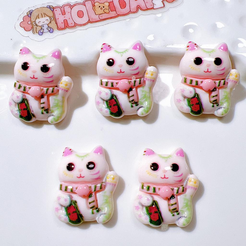 10 Stück Neue Süße Cartoon-Katzen-Serie Flache Rückseite Harz Scrapbooking DIY Schmuck Haarspange Basteldekoration