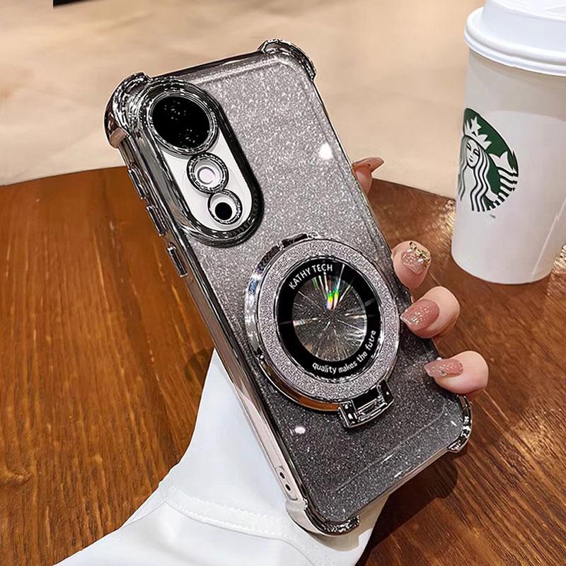 

Чехол V 40, роскошный магнитный кронштейн, противоударный чехол для Vivo V40 V29 Lite V27 pro Y18 Y35 Y77 Y21, чехол с держателем, блестящий, с блестками Y21 Y21S&Case & Holder серебряный