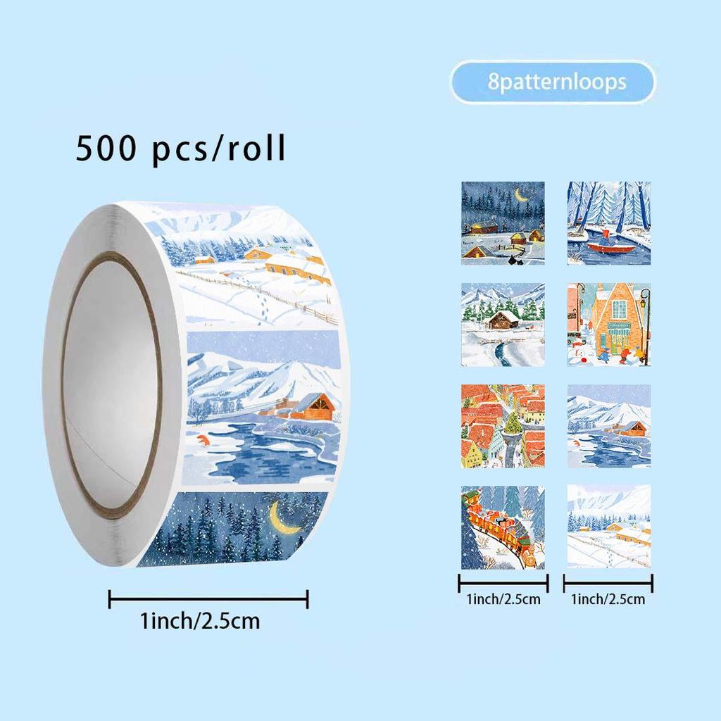 500 Sheets Winter Scene Stickers - Aesthetic DIY Decoration for Phones & Gifts