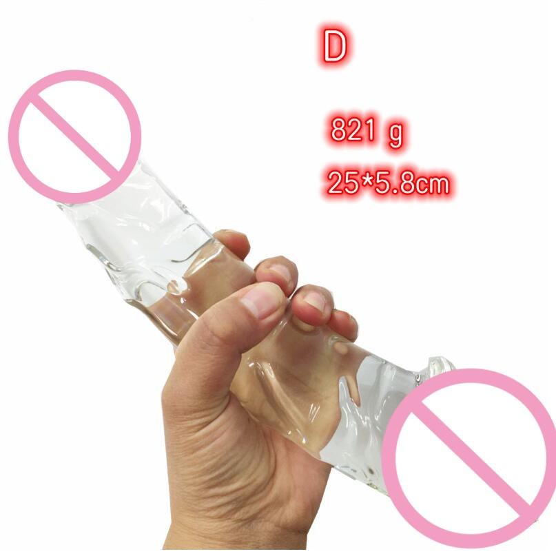 Glass Dildo Penis Both Ends Available With Pattern Extra Thick Sex Toys For Girl Women Lesbian Female Masturbation