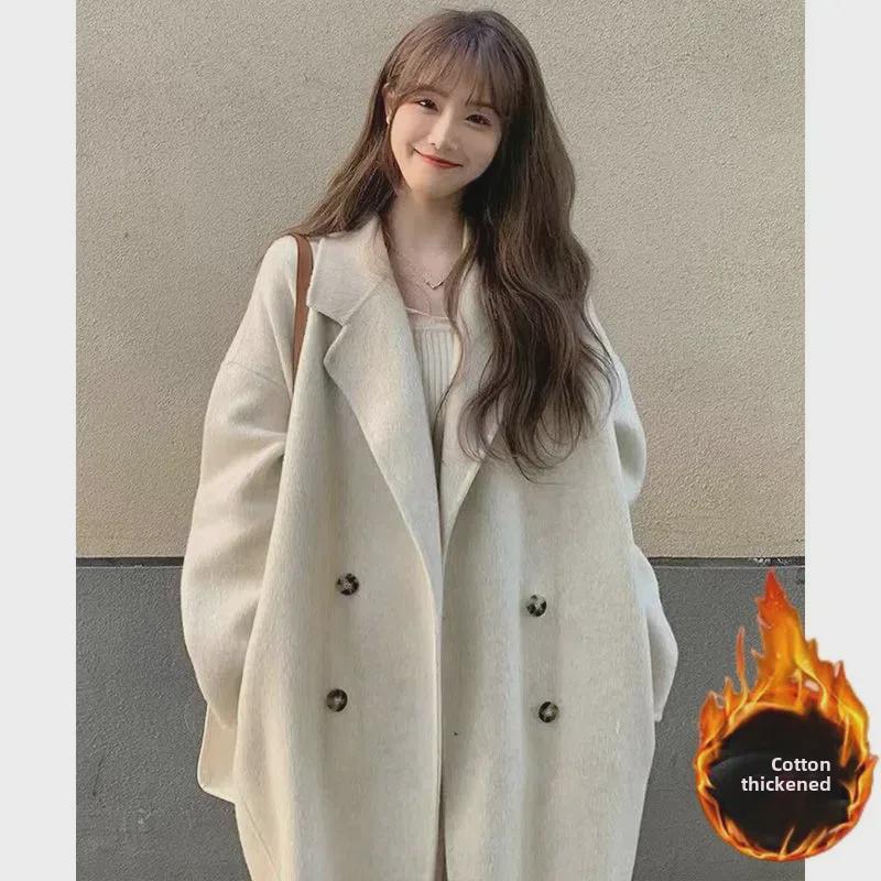 Petite Woolen Coat for Women - 2025 Autumn/Winter, Hepburn & Korean Style (350g)