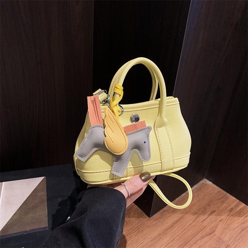 Girls' Mini Crossbody Tote Bag - Solid Color Handbag & Coin Purse for Outings