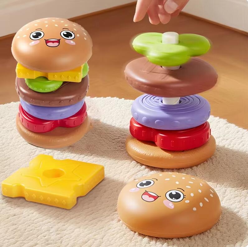

Montessori Rotating Rainbow Tower Baby stacking Puzzle Toddler Toys Children Motor Skill Game Spinning Stacking Toys 1 to 2 Year