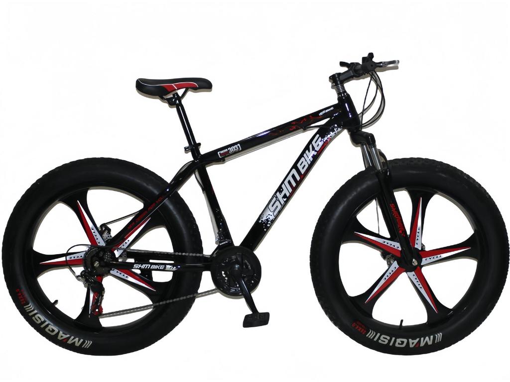 26" Snow Beach Mountain Bike with Big Tires, Variable Speed, Double Disc Brakes, and Shock Absorption