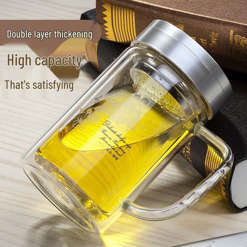 FUGUANG Double-Wall Glass Bottle with Tea Infuser, 520ml