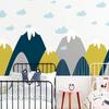 Stickers muraux enfants - Décoration chambre bébé - Autocollant Sticker mural géant enfant montagnes scandinaves DONKA - 80x120cm