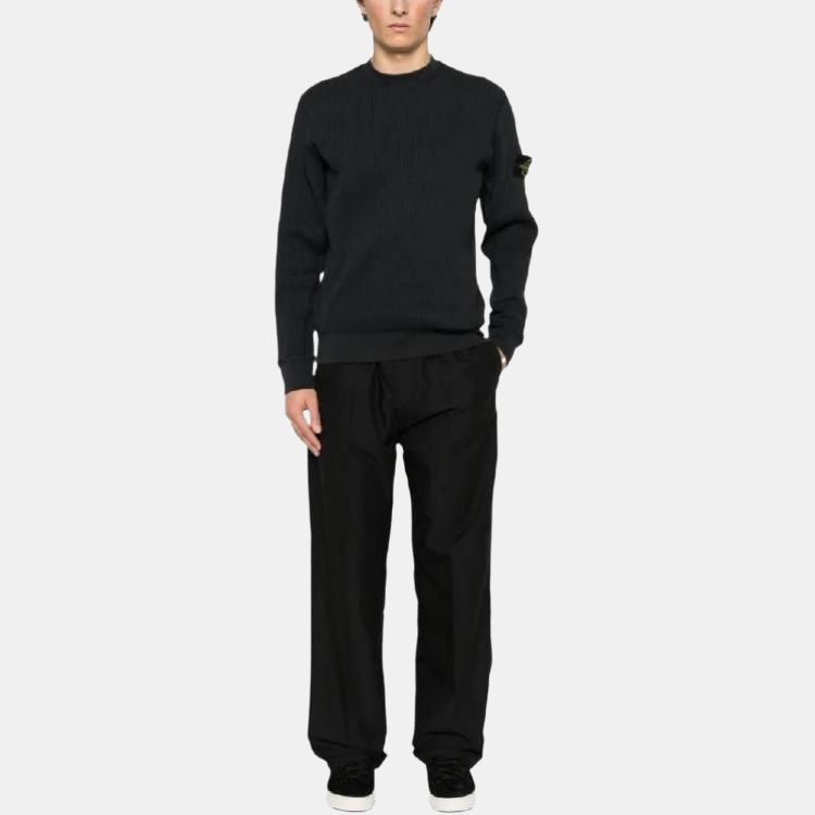 STONE ISLAND Crew Neck Pullover Long Sleeve Solid Color Sweatshirt Men Sweatshirt Blue K1S1561000-08S0044-V0020