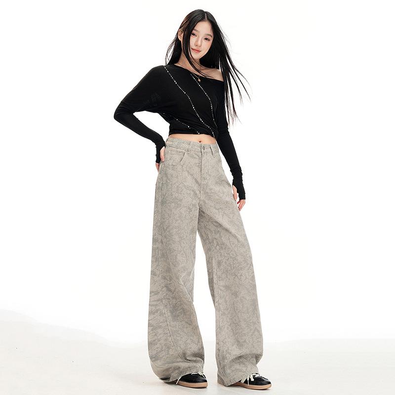 Women s High Waist Tie-Dye Wide Leg Jeans - Autumn/Winter Collection Small