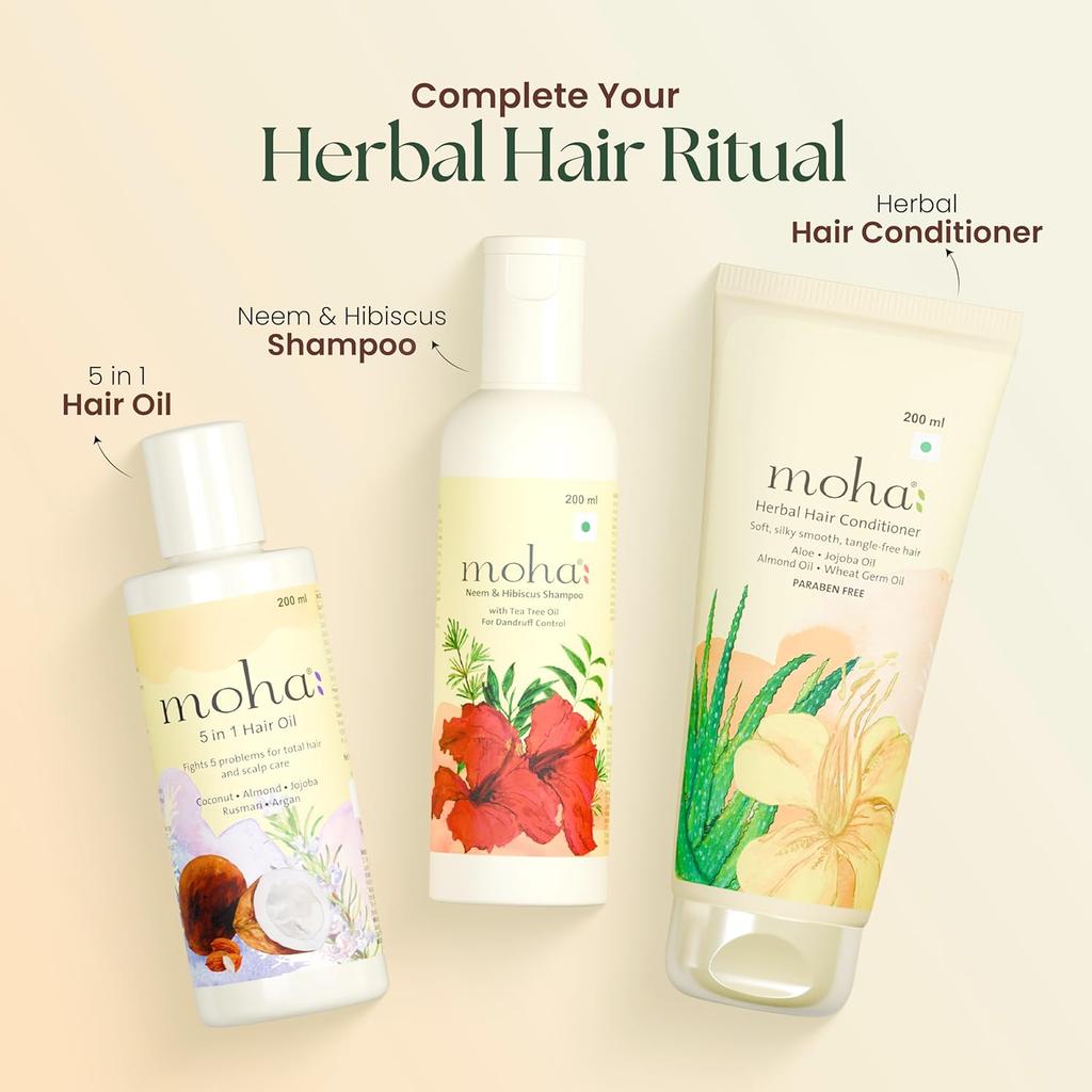 MOHA Neem & Hibiskus Shampoo 200ml 1er-Pack Für gesundes Haarwachstum & Schuppenkontrolle