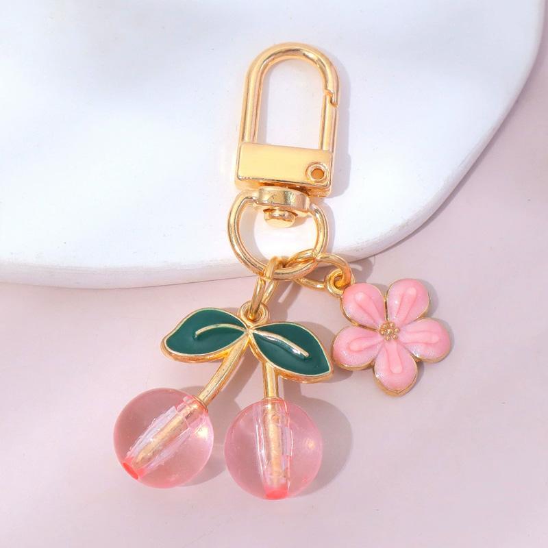 

1PC 3d Cherry for Car Key Jelly Color Cute Charm Keychain Purse Bag Key Ring Metal Sakura Flower Enamel Flower B светло-розовый