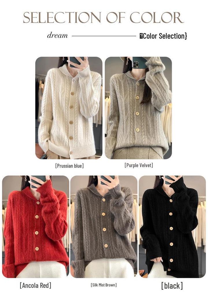 Autumn Women's 100% Wool Slim Fit Polo Collar Sweater - Trendy Long Sleeve Knitwear