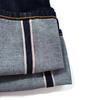 Okayama Selvedge Denim Jeans, Red Trim, Original Color, Dark Blue Cuffed Hem, Straight Leg, Slim Fit, Classic Retro Style.