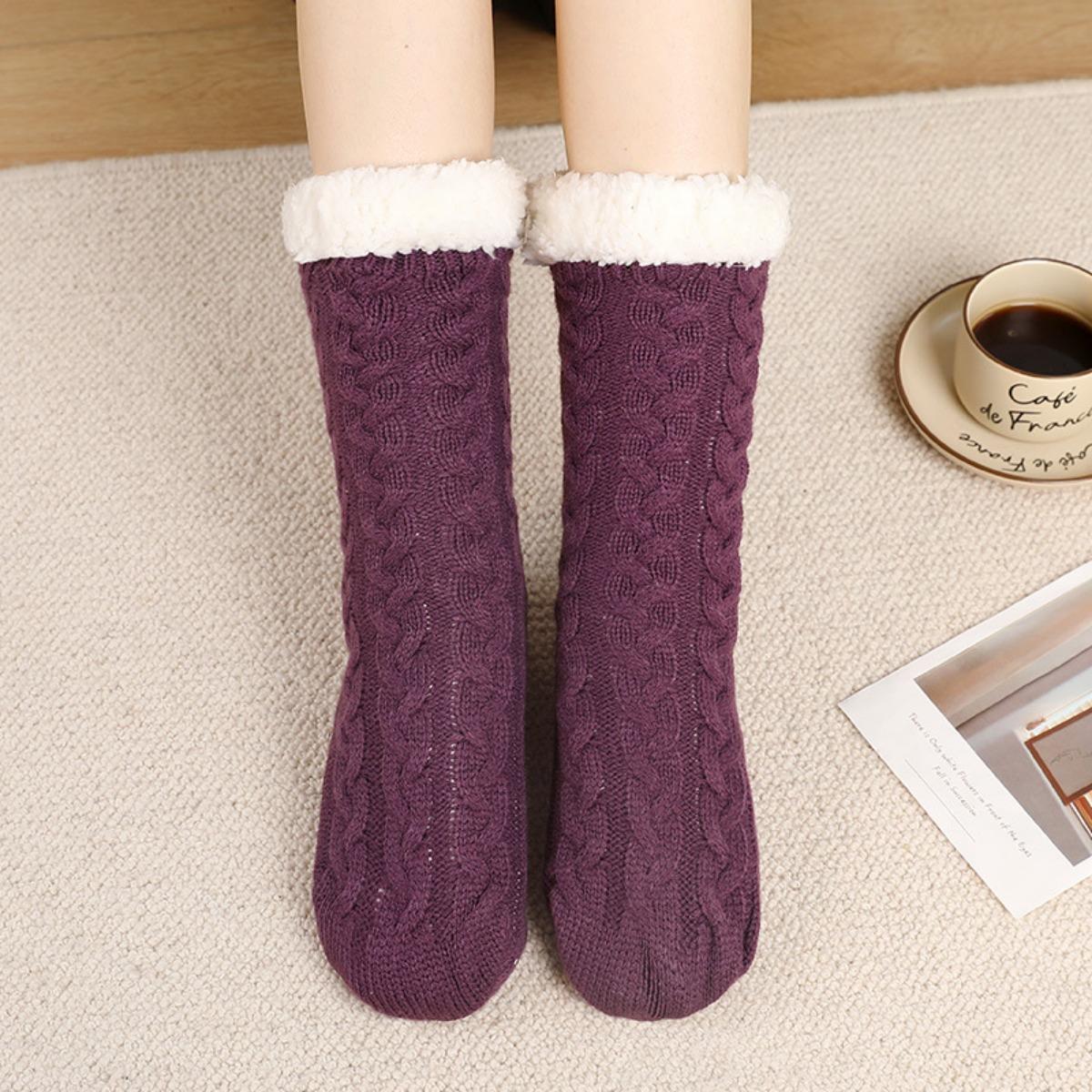 

Напольные носки, Домашние носки, Носки для сна, Рождественские носки, Носки, Дышащие, Теплые носки, Женские, Плюшевые носки средней длины фиолетовый