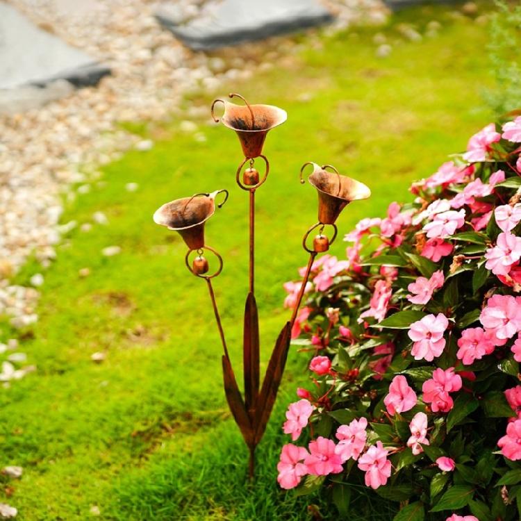 Rustproof Calla Lilies Wind Chime Stake For Patios Garden Decoration Landscape Enhancement Measuring 75cm Height