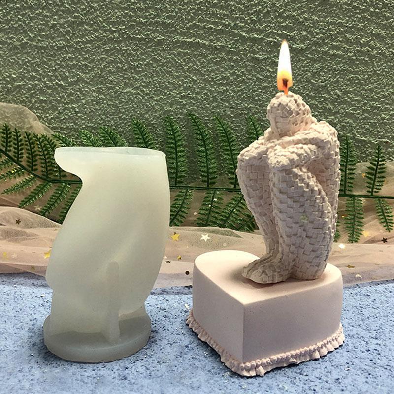 DIY Abstract Thinker Statue Silicone Candle Mold Human Body Portrait Handmade Epoxy Resin Mould for Home Decor
