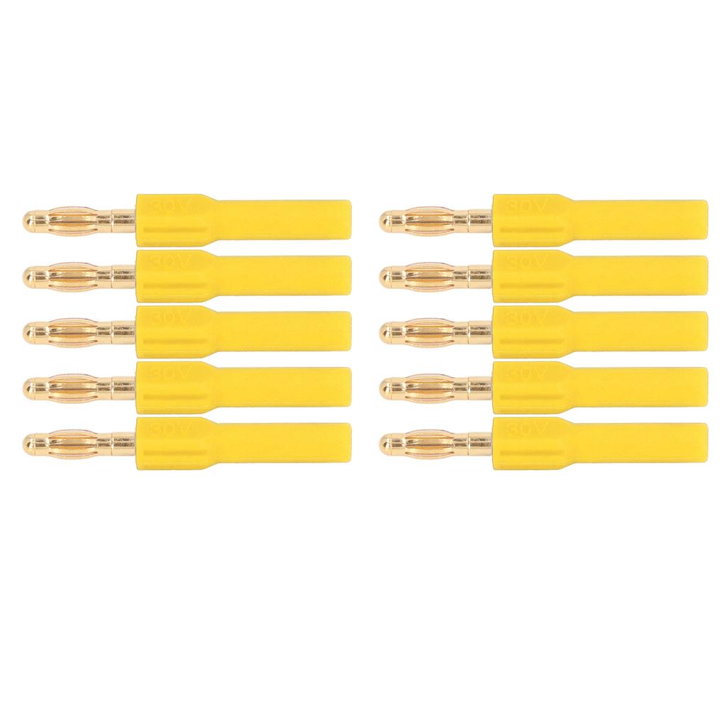 10Pcs Banana Plug 4.0mm Male To 2mm Female Connector 30V AC 60V DC 32A for Testing Yellow