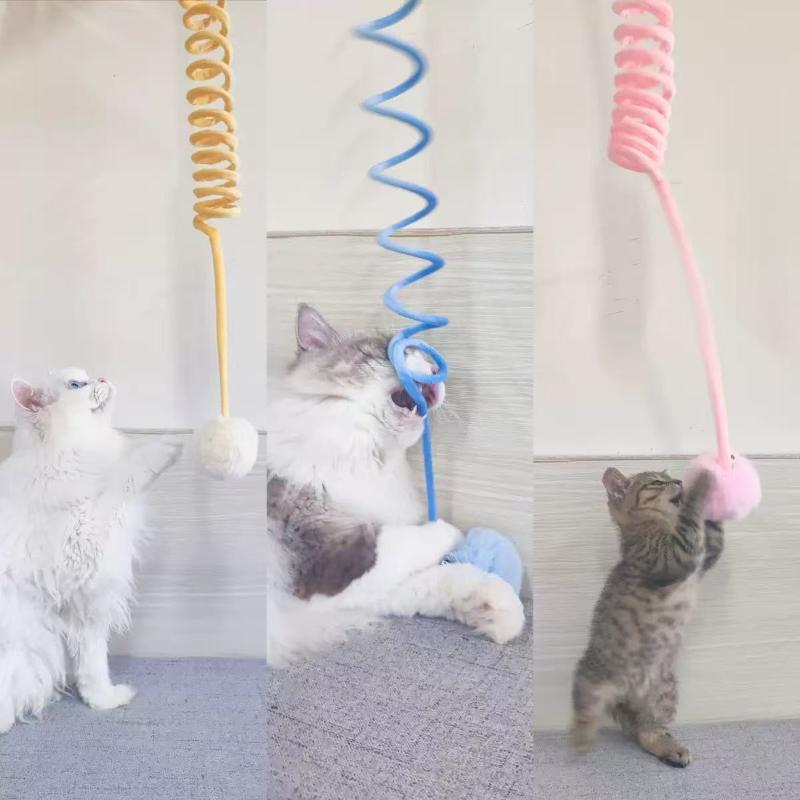 1/3Pcs Hanging Cat Toy Retractable Elastic Rope Plush Ball Teaser Wand Self Play Toy For Kitten Indoor Entertainment